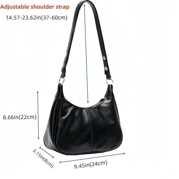 Waxed Leather Crossbody Bag For Women Small Vintage Crescent Hobo Purse - Picture 2 of 8